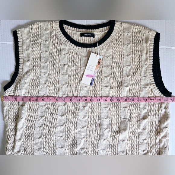 Dokotoo Tank Tops for Women Round Neck Cap Sleeve Color Block Cable Knit 2XL - Picture 9 of 10